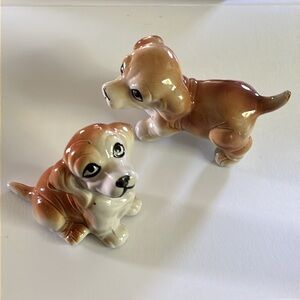 Vintage porcelain puppies figurines